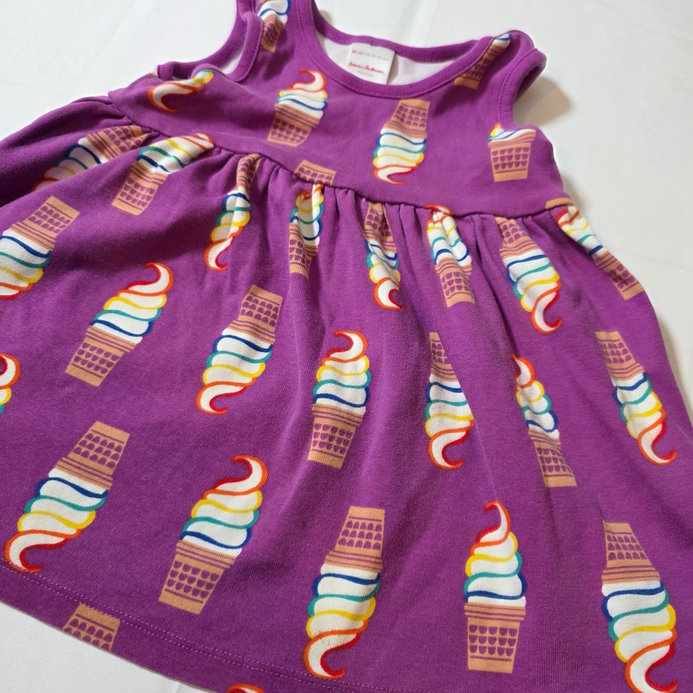 Hanna Andersson Girls Purple Rainbow Ice Cream Cone Cotton Dress 18-24 Months 80